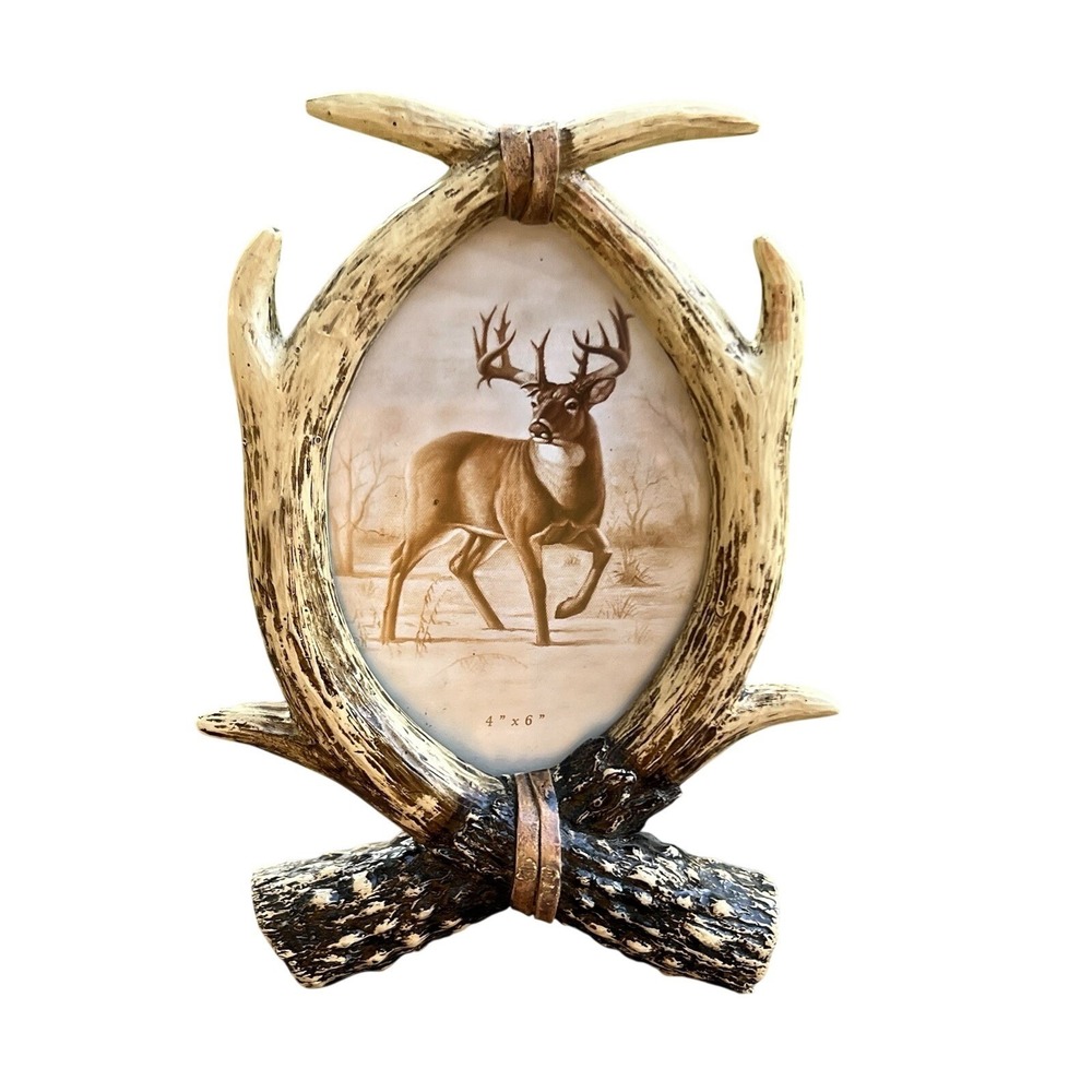 Rustic Deer Antler Look 4x6 Photo Frame Cabin Lodge Hunting Decor